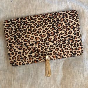 NWOT asos leopard print & gild clutch purse